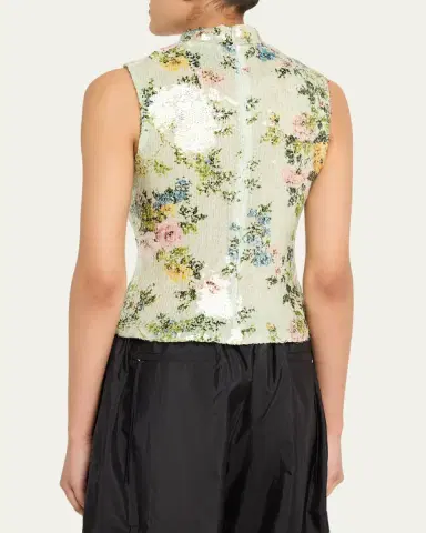 Brandon Maxwell The Piper Floral Paillette Top | Thumbnail 3 Brandon Maxwell The Piper Floral Paillette Top | Thumbnail 3