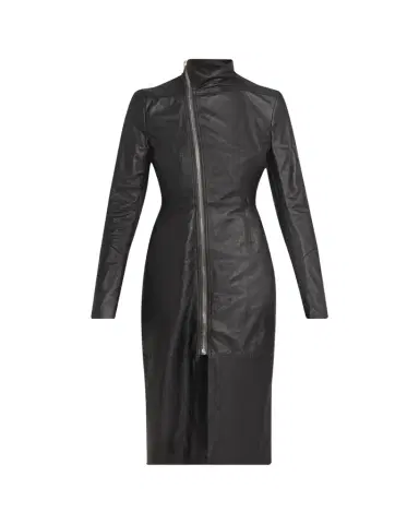 Rick Owens Gary Leather Asymmetric Zip Coat | Thumbnail 1 Rick Owens Gary Leather Asymmetric Zip Coat | Thumbnail 1