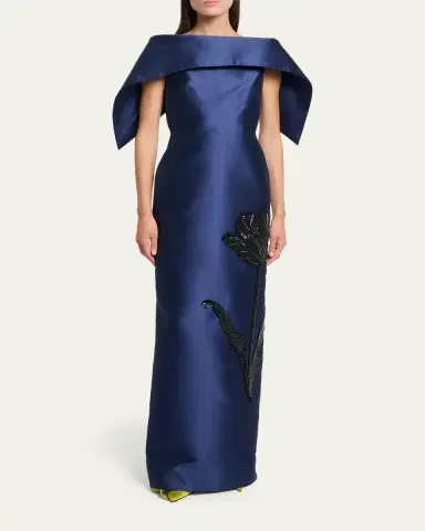 Erdem Tulip Embroidered Off-The-Shoulder Satin Gown | Thumbnail 4 Erdem Tulip Embroidered Off-The-Shoulder Satin Gown | Thumbnail 4