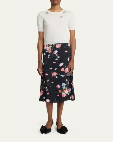 Erdem Crystal Bug Embellished Alpaca Knit Short-Sleeve Sweater | Thumbnail 2 Erdem Crystal Bug Embellished Alpaca Knit Short-Sleeve Sweater | Thumbnail 2