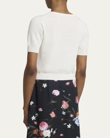 Erdem Crystal Bug Embellished Alpaca Knit Short-Sleeve Sweater | Thumbnail 3 Erdem Crystal Bug Embellished Alpaca Knit Short-Sleeve Sweater | Thumbnail 3