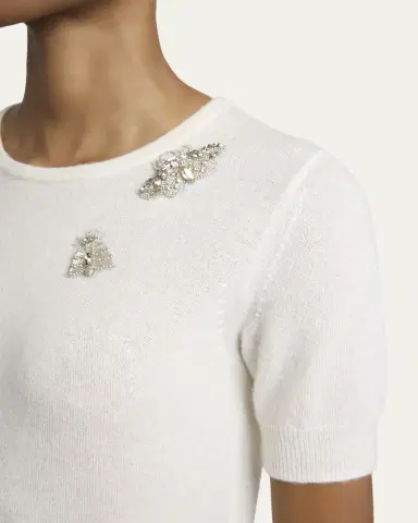 Erdem Crystal Bug Embellished Alpaca Knit Short-Sleeve Sweater | Thumbnail 5 Erdem Crystal Bug Embellished Alpaca Knit Short-Sleeve Sweater | Thumbnail 5