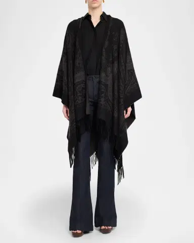 Etro Hooded Paisley Jacquard Wool Cape | Thumbnail 2 Etro Hooded Paisley Jacquard Wool Cape | Thumbnail 2