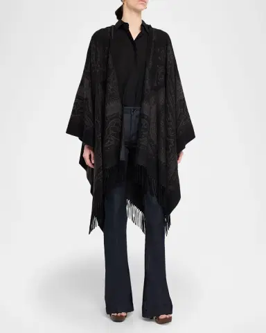 Etro Hooded Paisley Jacquard Wool Cape | Thumbnail 4 Etro Hooded Paisley Jacquard Wool Cape | Thumbnail 4