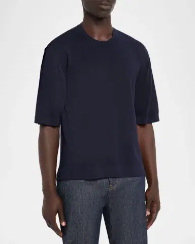 OFFICINE GÉNÉRALE Men's Boris Lyocell and Wool Knit Crewneck T-Shirt | Thumbnail 8 OFFICINE GÉNÉRALE Men's Boris Lyocell and Wool Knit Crewneck T-Shirt | Thumbnail 8