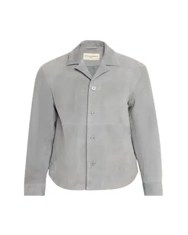 OFFICINE GÉNÉRALE Men's Grey Suede Julien Overshirt | Thumbnail 1 OFFICINE GÉNÉRALE Men's Grey Suede Julien Overshirt | Thumbnail 1