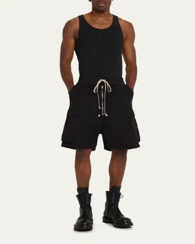 DRKSHDW RICK OWENS Men's Heavy Cotton Drawstring Cargo Shorts | Thumbnail 2 DRKSHDW RICK OWENS Men's Heavy Cotton Drawstring Cargo Shorts | Thumbnail 2