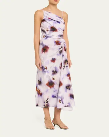 A.L.C. Juno Asymmetric Floral Midi Dress | Thumbnail 2 A.L.C. Juno Asymmetric Floral Midi Dress | Thumbnail 2