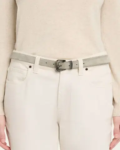 Brunello Cucinelli Suede Belt with Shiny Loop | Thumbnail 2 Brunello Cucinelli Suede Belt with Shiny Loop | Thumbnail 2