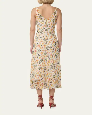 Diane von Furstenberg Jules Shimmer Floral-Print Midi Dress | Thumbnail 3 Diane von Furstenberg Jules Shimmer Floral-Print Midi Dress | Thumbnail 3