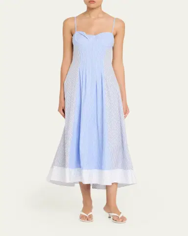 SIMKHAI Chamberlain Striped Cotton Midi Dress | Thumbnail 2 SIMKHAI Chamberlain Striped Cotton Midi Dress | Thumbnail 2