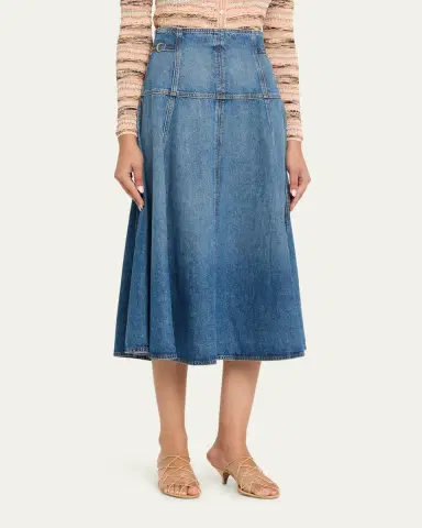 Ulla Johnson Brigette Denim Midi Skirt | Thumbnail 4 Ulla Johnson Brigette Denim Midi Skirt | Thumbnail 4