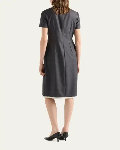 Prada Checkered Wool Short-Sleeve Dress | Thumbnail 3 Prada Checkered Wool Short-Sleeve Dress | Thumbnail 3