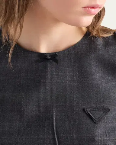 Prada Checkered Wool Short-Sleeve Dress | Thumbnail 5 Prada Checkered Wool Short-Sleeve Dress | Thumbnail 5