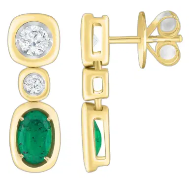 Wish Fine Jewelry 0.677ct Diamond Emerald 14K Gold Dangle Drop Earrings | Thumbnail 1 Wish Fine Jewelry 0.677ct Diamond Emerald 14K Gold Dangle Drop Earrings | Thumbnail 1