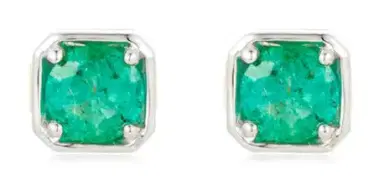 Wish Fine Jewelry 0.811ct Emerald 14K Gold Dainty Bezel Earrings | Thumbnail 1 Wish Fine Jewelry 0.811ct Emerald 14K Gold Dainty Bezel Earrings | Thumbnail 1
