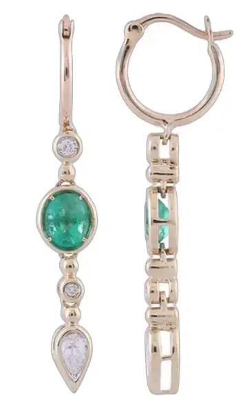 Wish Fine Jewelry 1.472ct Diamond Emerald 14K Gold Dangle Drop Earrings | Thumbnail 1 Wish Fine Jewelry 1.472ct Diamond Emerald 14K Gold Dangle Drop Earrings | Thumbnail 1