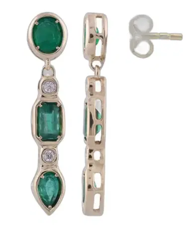 Wish Fine Jewelry 1.75ct Diamond Emerald 14K Gold Dangle Drop Earrings | Thumbnail 1 Wish Fine Jewelry 1.75ct Diamond Emerald 14K Gold Dangle Drop Earrings | Thumbnail 1