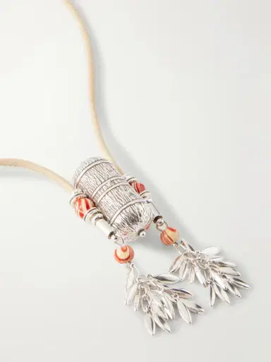 Isabel Marant Janis Silver-tone, Leather And Wood Necklace | Thumbnail 4 Isabel Marant Janis Silver-tone, Leather And Wood Necklace | Thumbnail 4