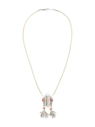Isabel Marant Janis Silver-tone, Leather And Wood Necklace | Thumbnail 1 Isabel Marant Janis Silver-tone, Leather And Wood Necklace | Thumbnail 1