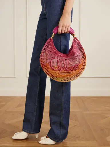 Chloé Summer Banana Leather-trimmed Embroidered Raffia Tote | Thumbnail 2 Chloé Summer Banana Leather-trimmed Embroidered Raffia Tote | Thumbnail 2