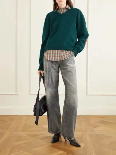 Acne Studios Leather-trimmed Wool Sweater | Thumbnail 2 Acne Studios Leather-trimmed Wool Sweater | Thumbnail 2