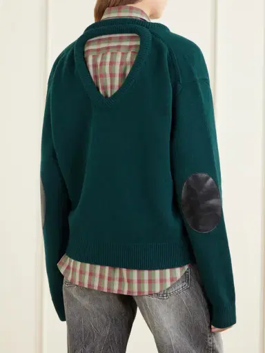 Acne Studios Leather-trimmed Wool Sweater | Thumbnail 3 Acne Studios Leather-trimmed Wool Sweater | Thumbnail 3