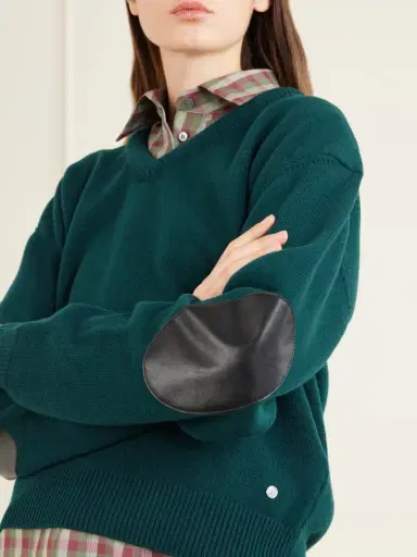 Acne Studios Leather-trimmed Wool Sweater | Thumbnail 4 Acne Studios Leather-trimmed Wool Sweater | Thumbnail 4