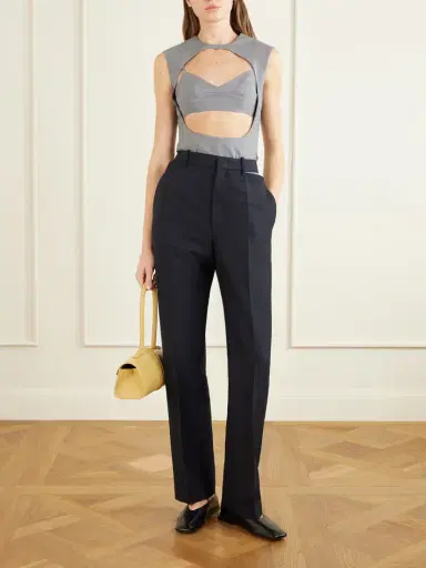 Jil Sander Cut-out Grain De Poudre Wool And Mohair-blend Straight-leg Pants | Thumbnail 2 Jil Sander Cut-out Grain De Poudre Wool And Mohair-blend Straight-leg Pants | Thumbnail 2