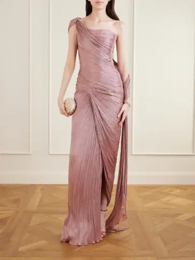 Marmar Halim One-shoulder Plissé Chiffon Gown | Thumbnail 2 Marmar Halim One-shoulder Plissé Chiffon Gown | Thumbnail 2