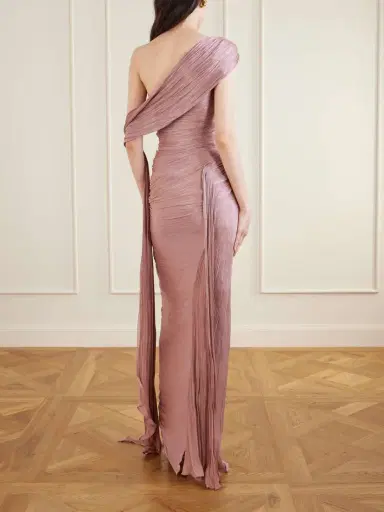 Marmar Halim One-shoulder Plissé Chiffon Gown | Thumbnail 3 Marmar Halim One-shoulder Plissé Chiffon Gown | Thumbnail 3