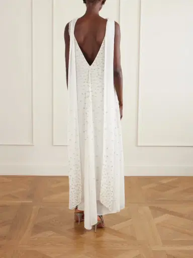 Clio Peppiatt Kaia Scarf-detailed Crystal-embellished Crinkled-chiffon Gown | Thumbnail 3 Clio Peppiatt Kaia Scarf-detailed Crystal-embellished Crinkled-chiffon Gown | Thumbnail 3