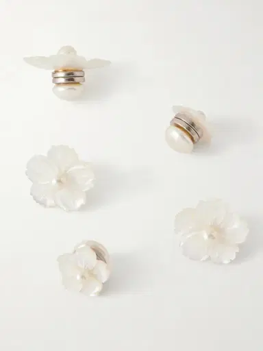 Jennifer Behr Zinnia Set Of Five Silver-tone Mother-of-pearl Headpiece | Thumbnail 3 Jennifer Behr Zinnia Set Of Five Silver-tone Mother-of-pearl Headpiece | Thumbnail 3