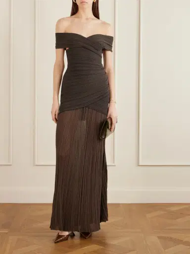 Balmain Off-the-shoulder Ribbed-knit Maxi Dress | Thumbnail 2 Balmain Off-the-shoulder Ribbed-knit Maxi Dress | Thumbnail 2