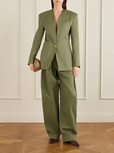 Balmain Belted Pleated Cotton And Linen-blend Twill Tapered Pants | Thumbnail 2 Balmain Belted Pleated Cotton And Linen-blend Twill Tapered Pants | Thumbnail 2