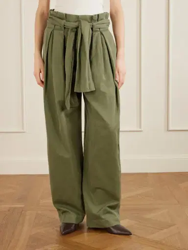 Balmain Belted Pleated Cotton And Linen-blend Twill Tapered Pants | Thumbnail 3 Balmain Belted Pleated Cotton And Linen-blend Twill Tapered Pants | Thumbnail 3