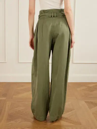 Balmain Belted Pleated Cotton And Linen-blend Twill Tapered Pants | Thumbnail 4 Balmain Belted Pleated Cotton And Linen-blend Twill Tapered Pants | Thumbnail 4