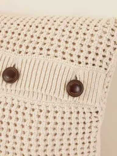 Brunello Cucinelli Open-knit Cotton-blend Cushion | Thumbnail 3 Brunello Cucinelli Open-knit Cotton-blend Cushion | Thumbnail 3