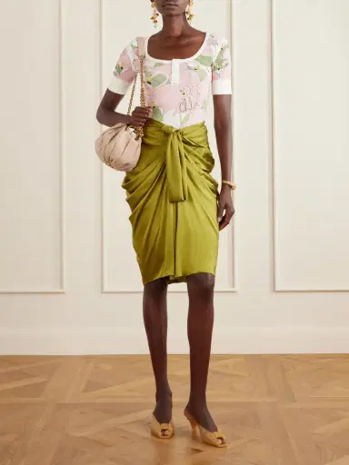 Chloé Twist-front Silk-crepe De Chine Midi Skirt | Thumbnail 2 Chloé Twist-front Silk-crepe De Chine Midi Skirt | Thumbnail 2