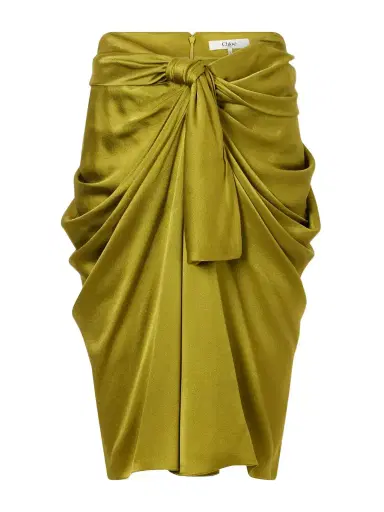 Chloé Twist-front Silk-crepe De Chine Midi Skirt | Thumbnail 1 Chloé Twist-front Silk-crepe De Chine Midi Skirt | Thumbnail 1