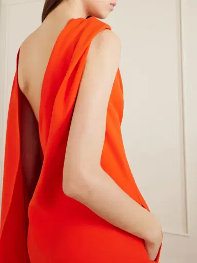 Balenciaga Cape-effect Draped Wool And Silk-blend Crepe Midi Dress | Thumbnail 4 Balenciaga Cape-effect Draped Wool And Silk-blend Crepe Midi Dress | Thumbnail 4