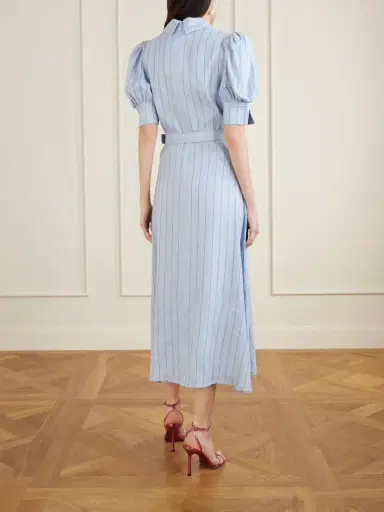 Rebecca Vallance Effie Belted Striped Linen-blend Midi Dress | Thumbnail 3 Rebecca Vallance Effie Belted Striped Linen-blend Midi Dress | Thumbnail 3