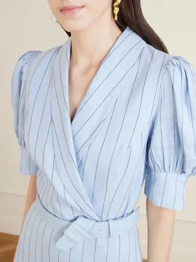 Rebecca Vallance Effie Belted Striped Linen-blend Midi Dress | Thumbnail 4 Rebecca Vallance Effie Belted Striped Linen-blend Midi Dress | Thumbnail 4