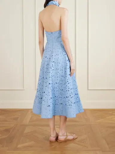 Rebecca Vallance Nuvola Appliquéd Broderie Anglaise Cotton Halterneck Midi Dress | Thumbnail 3 Rebecca Vallance Nuvola Appliquéd Broderie Anglaise Cotton Halterneck Midi Dress | Thumbnail 3