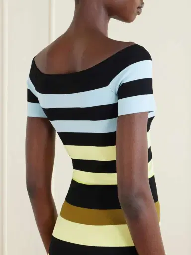 Christopher John Rogers Off-the-shoulder Striped Jersey Top | Thumbnail 3 Christopher John Rogers Off-the-shoulder Striped Jersey Top | Thumbnail 3