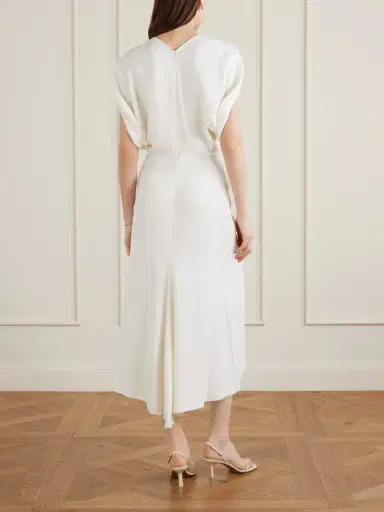 Victoria Beckham Twill Midi Dress | Thumbnail 3 Victoria Beckham Twill Midi Dress | Thumbnail 3