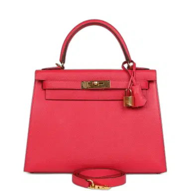HERMÈS Pre-owned Hermes Kelly Sellier 28 Rose Extreme Epsom Gold Hardware | Thumbnail 1 HERMÈS Pre-owned Hermes Kelly Sellier 28 Rose Extreme Epsom Gold Hardware | Thumbnail 1