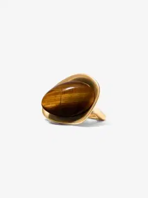 Michael Kors Collection 24k-Gold-Plated Brass and Stone Ring in Black - One Size by Michael Kors Collection | Thumbnail 2 Michael Kors Collection 24k-Gold-Plated Brass and Stone Ring in Black - One Size by Michael Kors Collection | Thumbnail 2