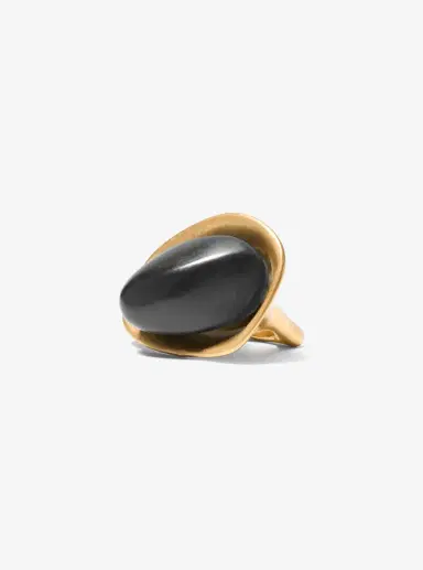 Michael Kors Collection 24k-Gold-Plated Brass and Stone Ring in Black - One Size by Michael Kors Collection | Thumbnail 12 Michael Kors Collection 24k-Gold-Plated Brass and Stone Ring in Black - One Size by Michael Kors Collection | Thumbnail 12