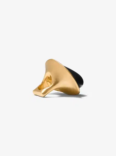 Michael Kors Collection 24k-Gold-Plated Brass and Stone Ring in Black - One Size by Michael Kors Collection | Thumbnail 13 Michael Kors Collection 24k-Gold-Plated Brass and Stone Ring in Black - One Size by Michael Kors Collection | Thumbnail 13